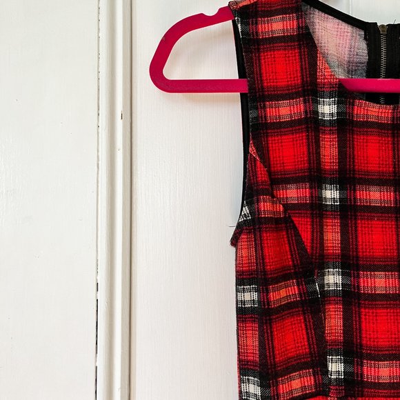 red plaid sleeveless midi dress - Picture 11 of 12